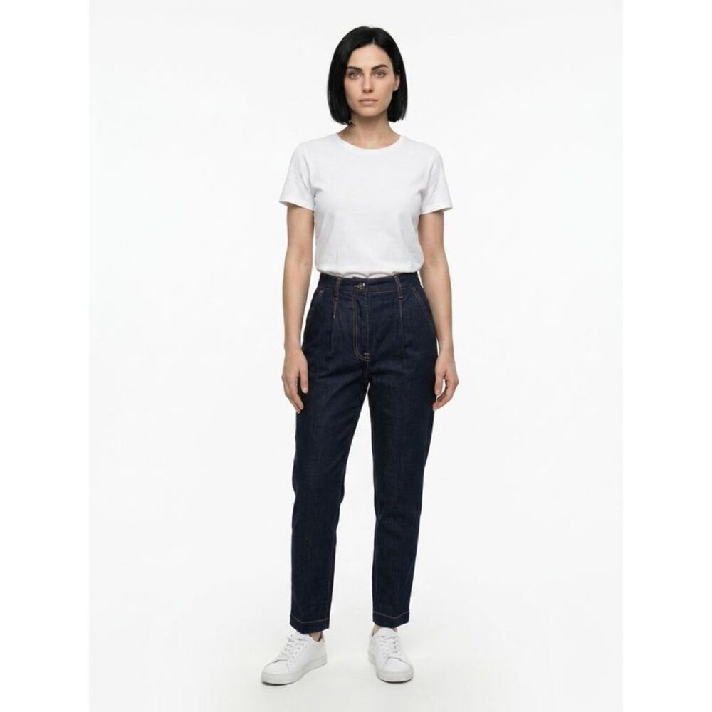 Dolce & Gabbana Navy Blue Cotton Straight-Leg Women's Jeans